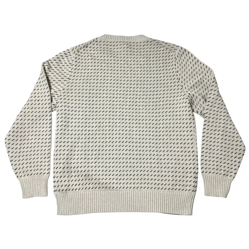 J Crew Sweater Mens L Cream Knit Textured Crewneck Heavyweight Preppy